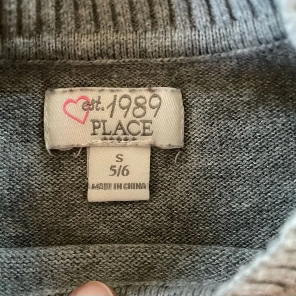 Place Girls Gray Sweater with Bright Pink Heart - Picture 2 of 5